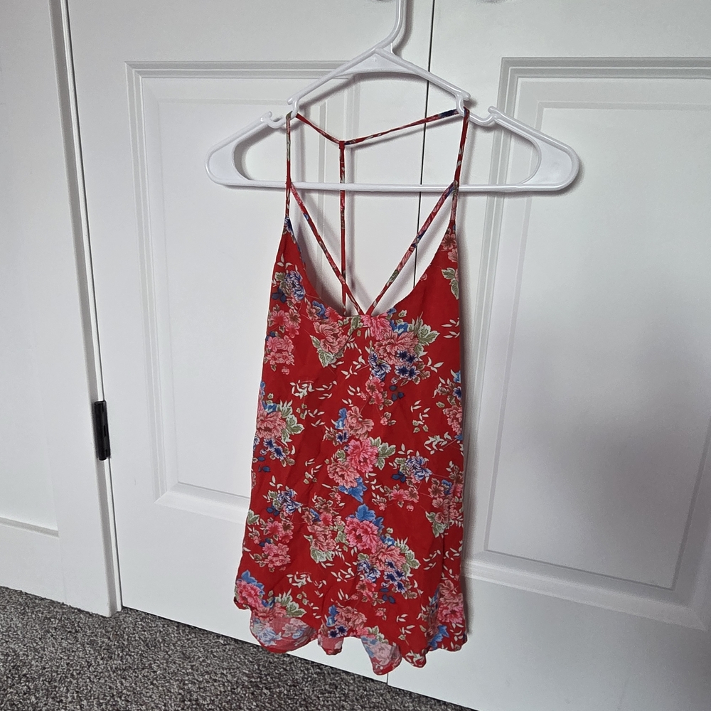 Elegant Red Floral Camisole